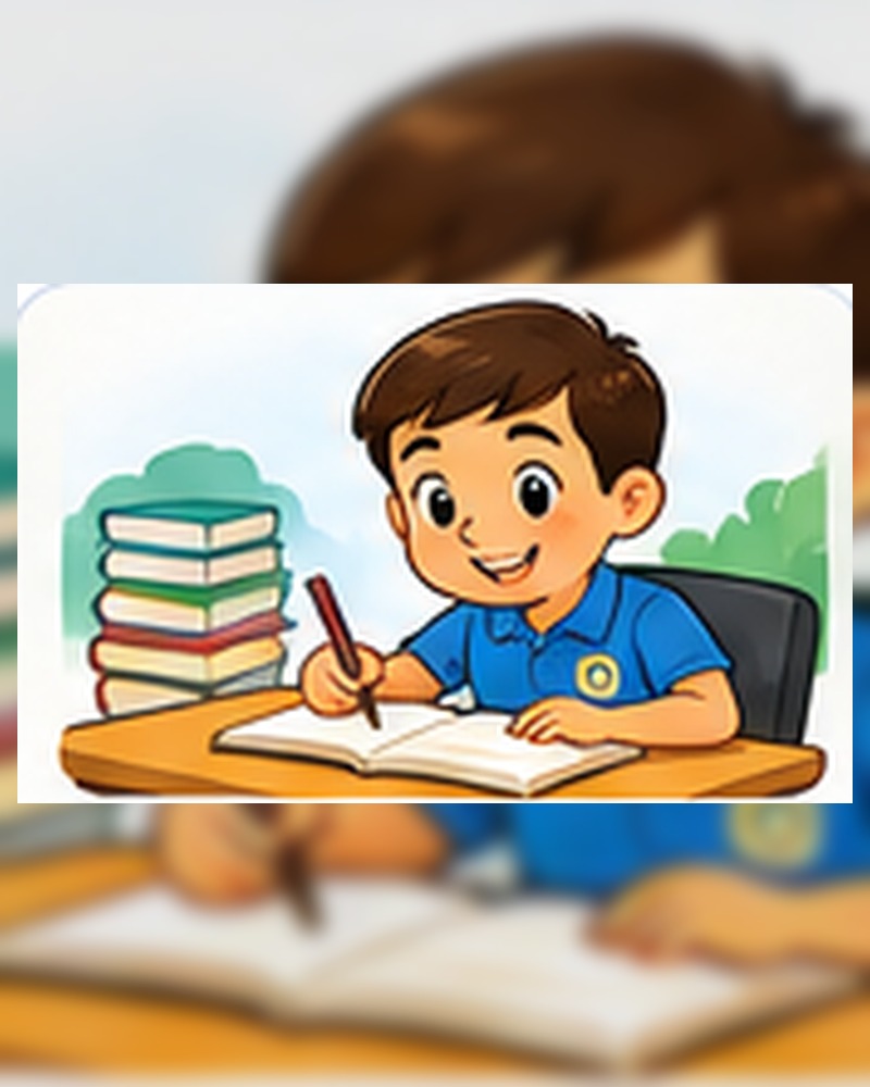 Estudiante de primaria en estilo caricatura